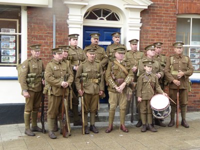 Troop lined up outside their old HQ