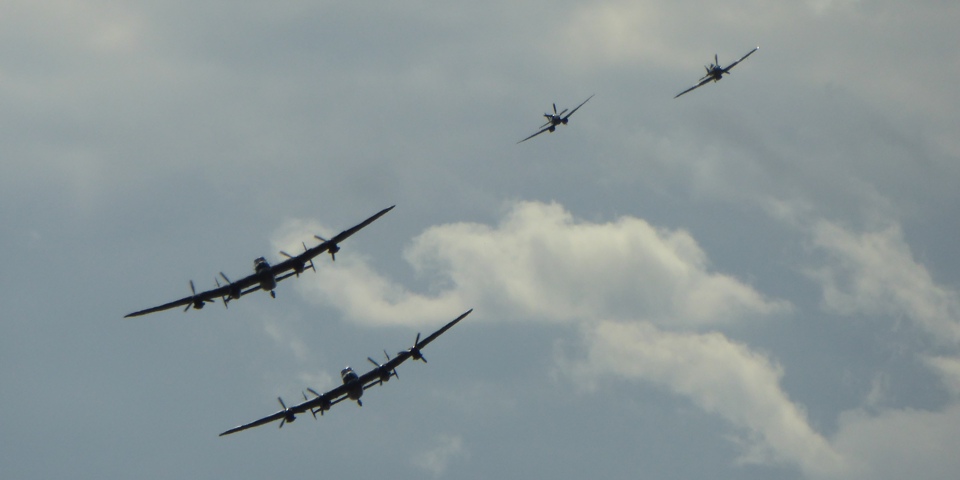 Lancasters, Spitfire and Hurricane